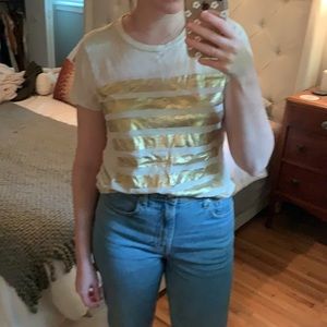 T shirt with gold detail